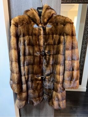 Classic Brown Mink Fur Trench Coat by Maximilian
